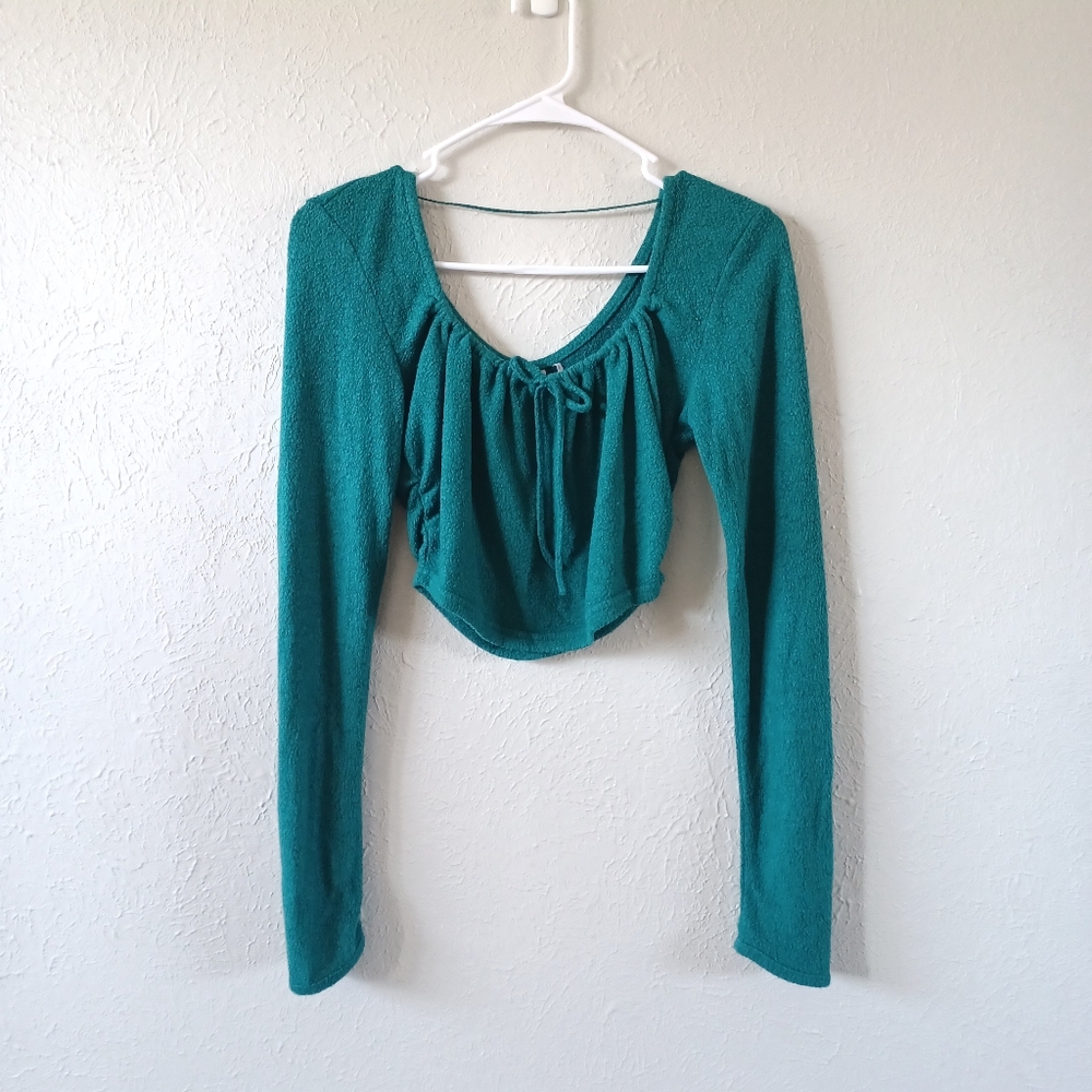 Out From Under Teal Long Sleeve Crop Top